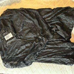 NWT Torrid Size 1X Black Lace Lace-up Babydoll Shirt